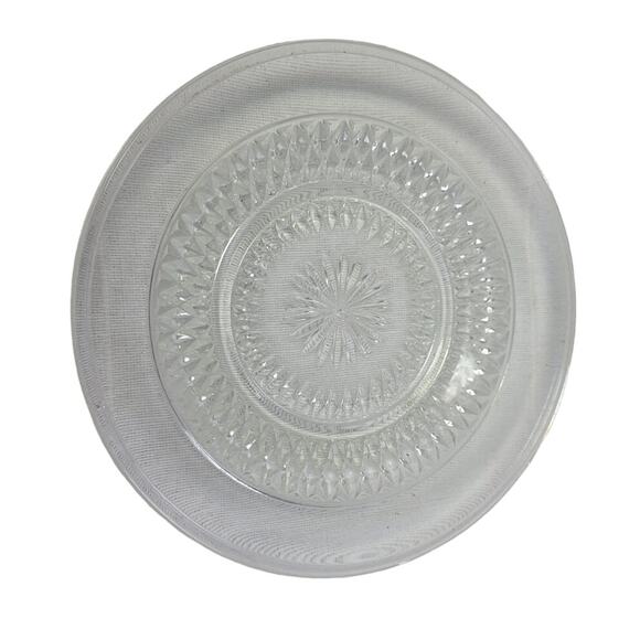 3 Vintage Cut Clear Diamond Pattern Glass Mug Plate Ashtray Mismatched Set - Picture 7 of 8